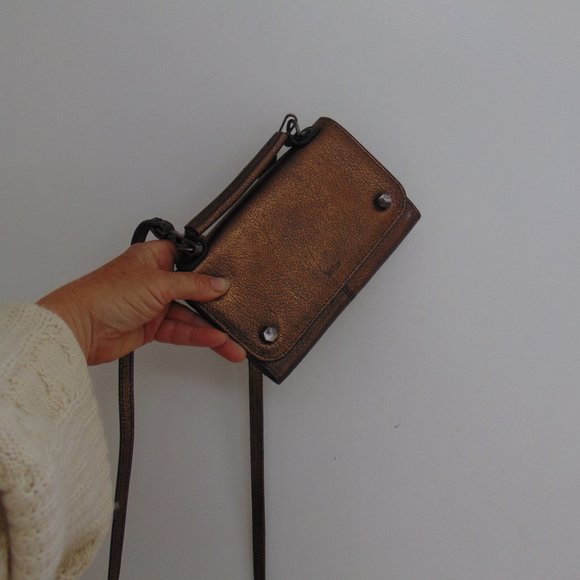 Kooba Copper Crossbody Wallet Bifold Leather Purse Pocketbook Shoulder Handbag - Picture 5 of 12